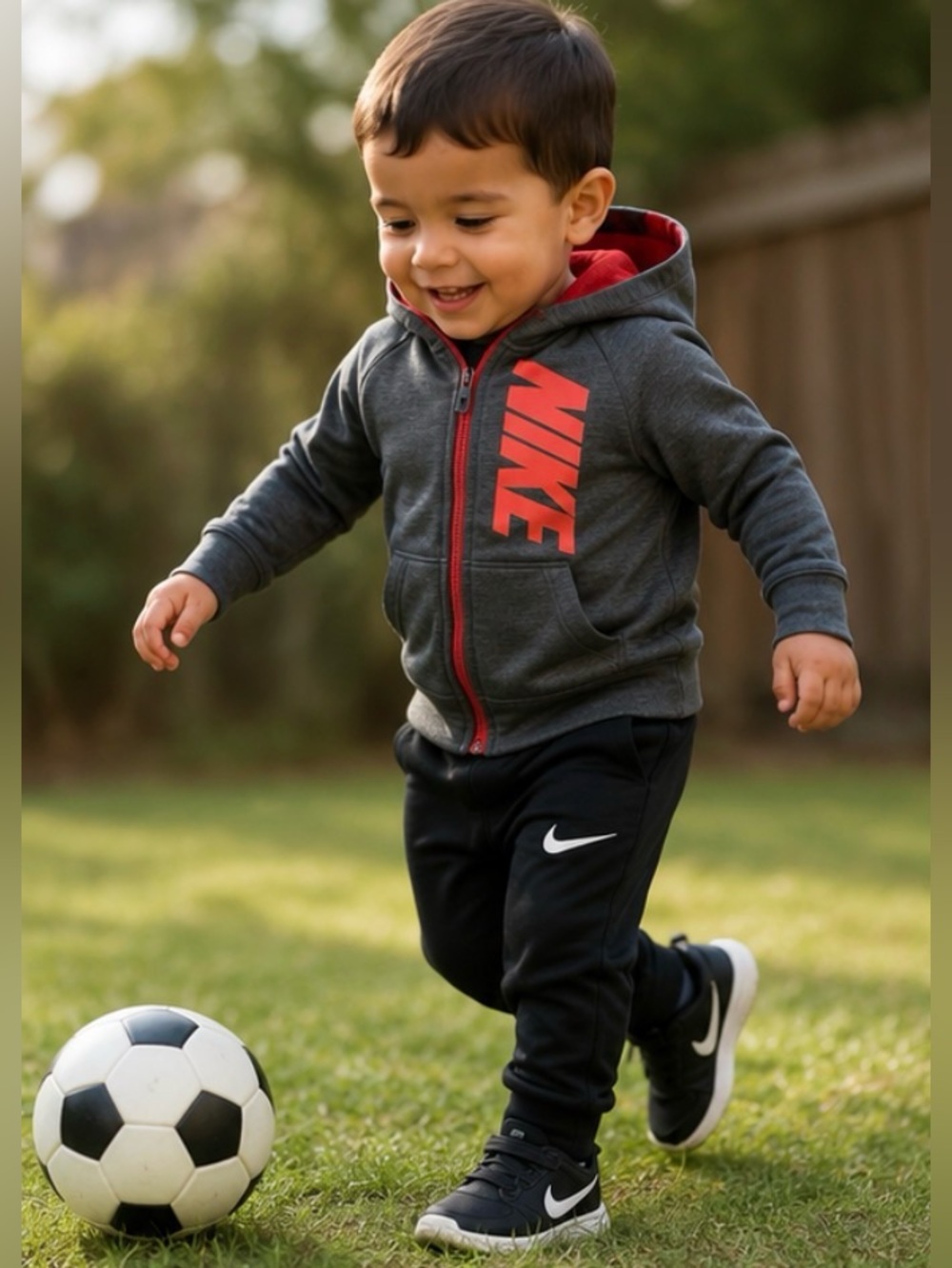 379 Nike Toddler Full Zip Hoodie Jacket Gray Red Dri-FIT 24 Months Boys Girls
